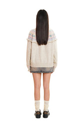 Round Neck Fair Isle Butterfly Pattern Knitted Cardigan - COPPING THREADS - MOROMORO